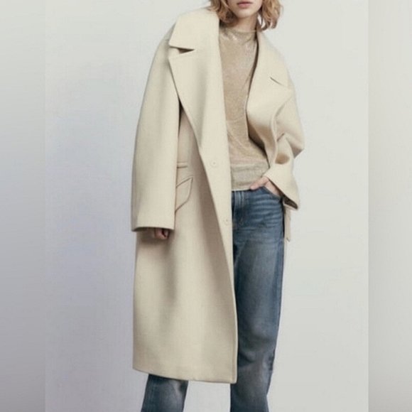 Zara Oversized Coat Cream - Picture 11 of 17